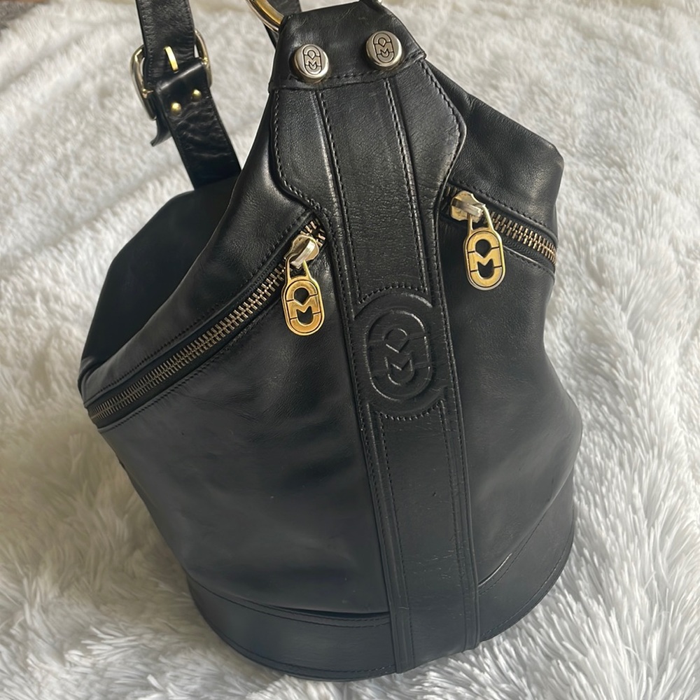Marino Orlandi Sling/Tote black bucket leather purse
